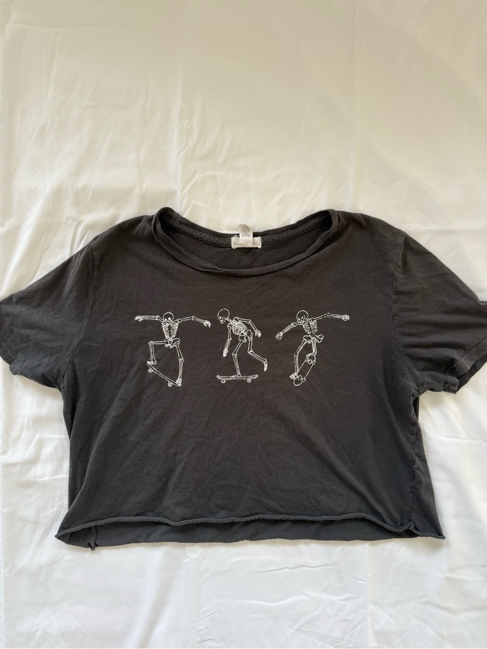 Full Tilt Skater Skeletons Graphic Crop Tee Black Size Medium